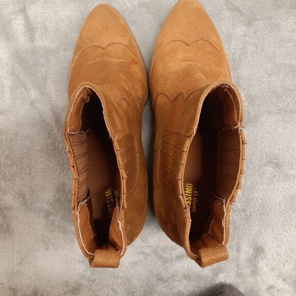 Mossimo Supply Co Boots Womens 7 Western Ankle Bootie Brown Faux Suede Heels - Picture 6 of 9